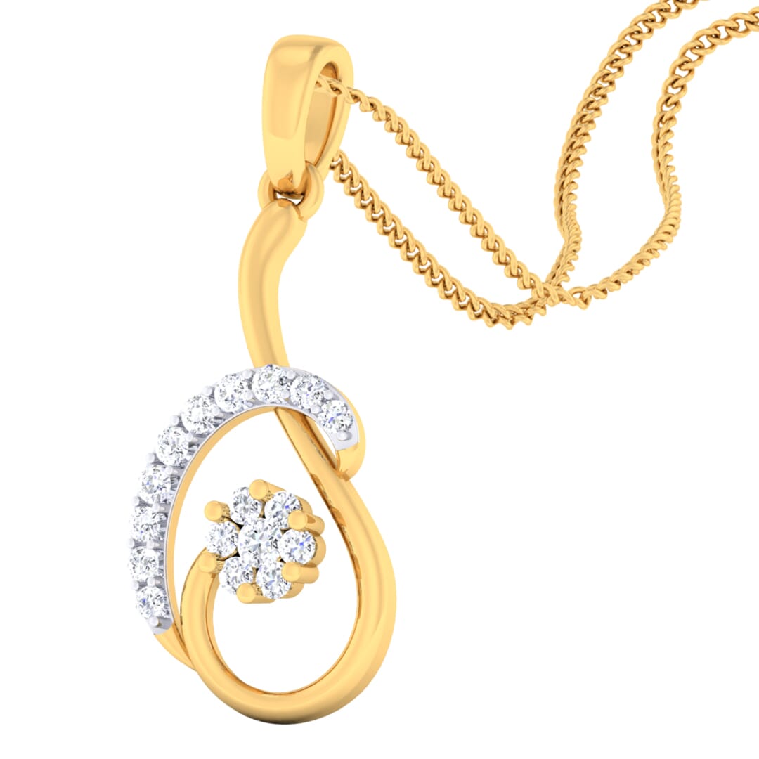 18K Gold Pendant and 0.18 carat Diamonds