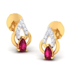 18K Gold Earring and 0.18 carat Diamonds