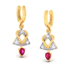 18K Gold Earring and 0.11 carat Diamonds