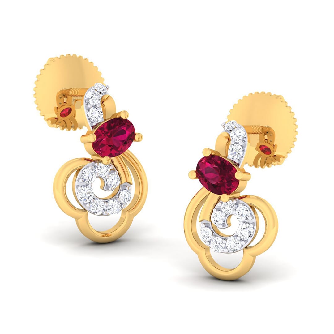 18K Gold Earring and 0.22 carat Diamonds