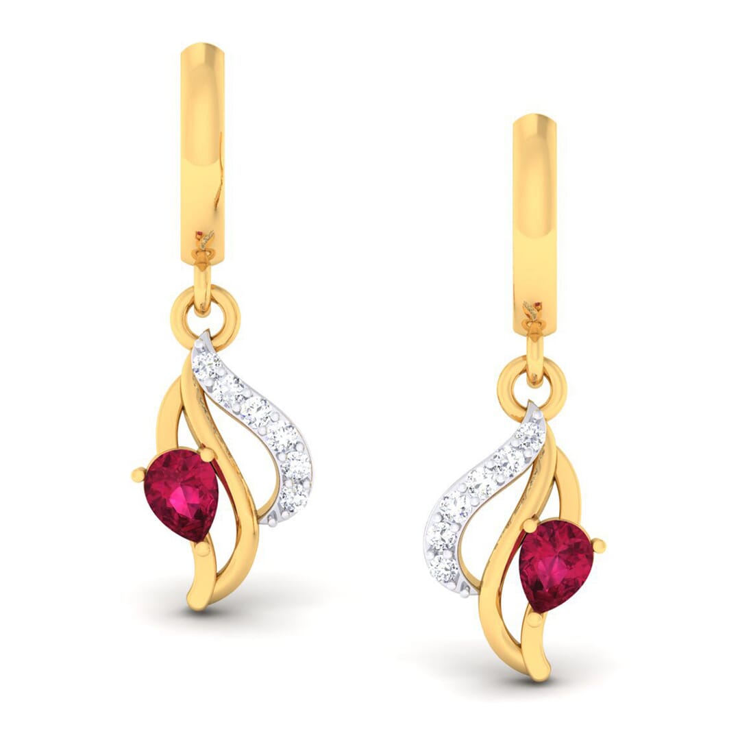 18K Gold Earring and 0.11 carat Diamonds