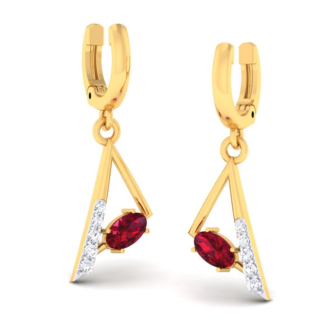 18K Gold Earring and 0.12 carat Diamonds