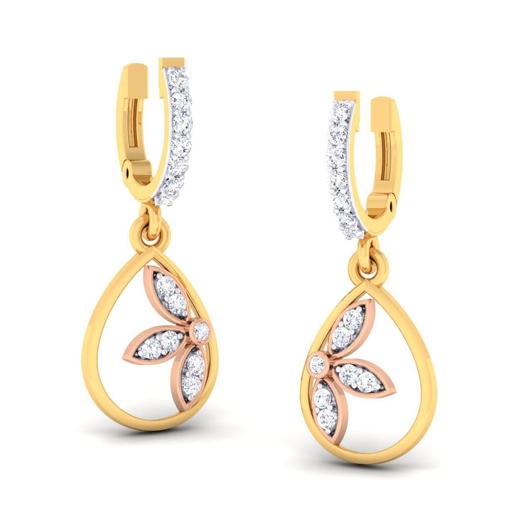 18K Gold Earrings and 0.24 carat Diamonds