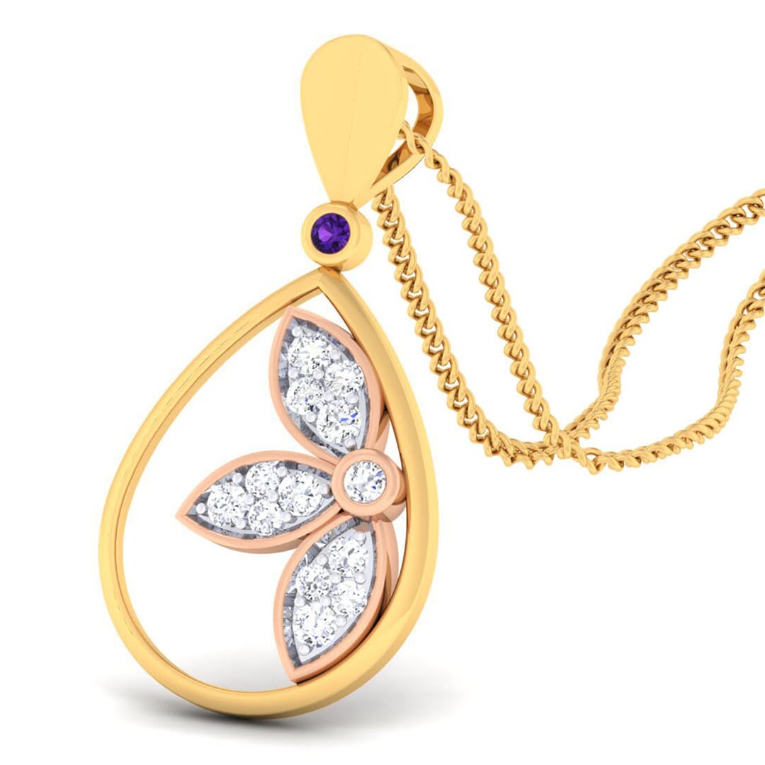 18K Gold Pendant and 0.13 carat Diamonds