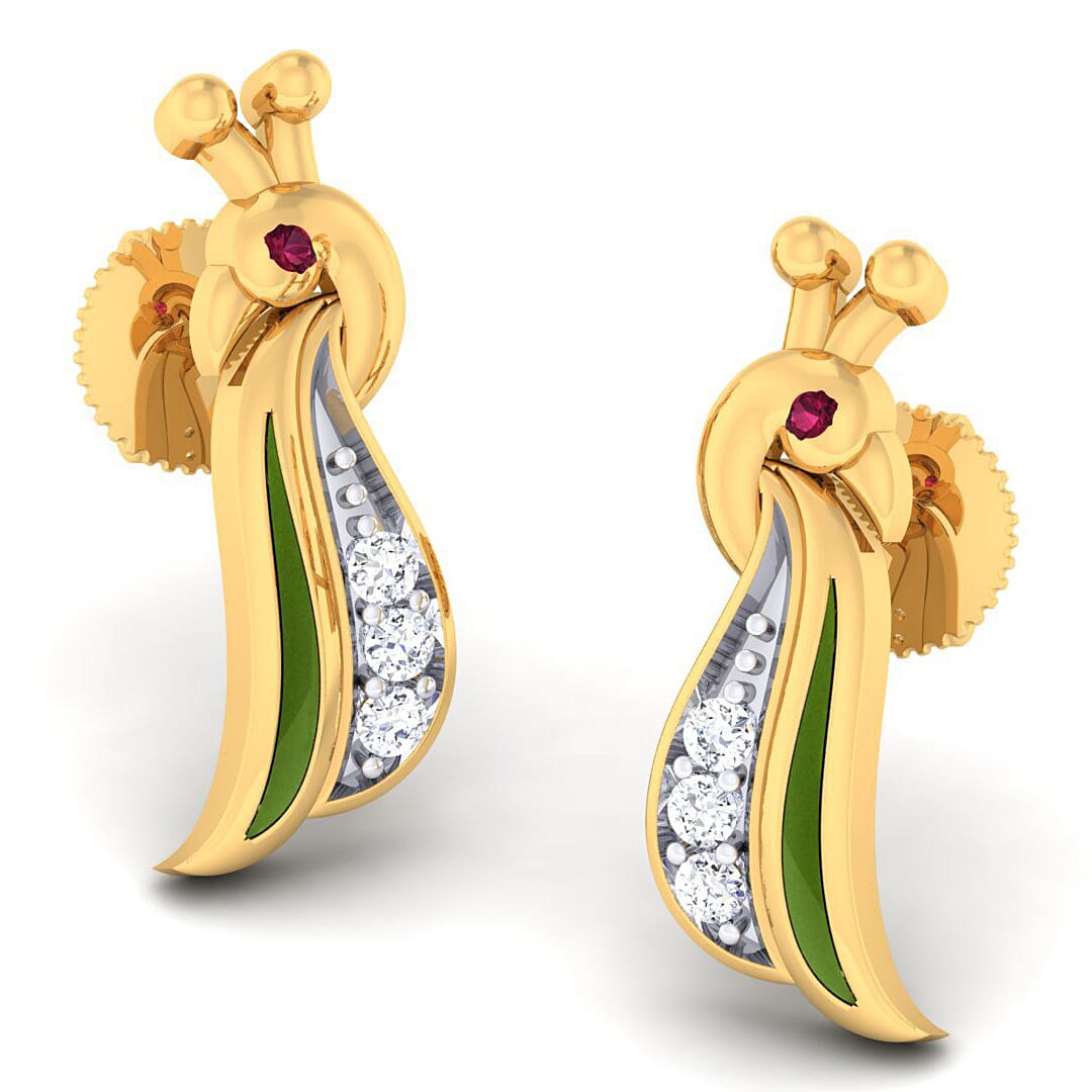 18K Gold earring and 0.056 carat Diamonds