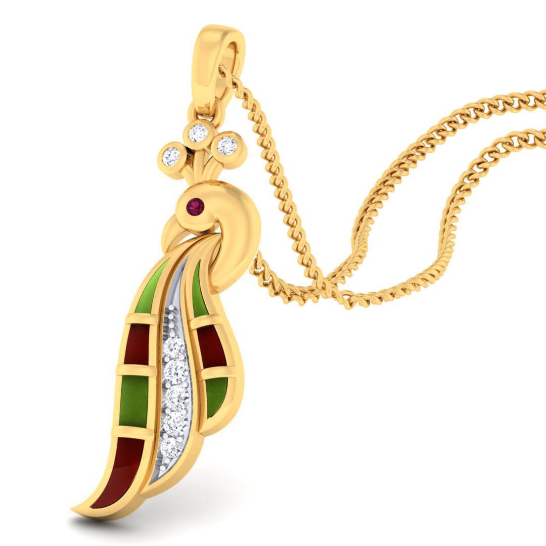 18K Gold Pendant and 0.11 carat Diamonds