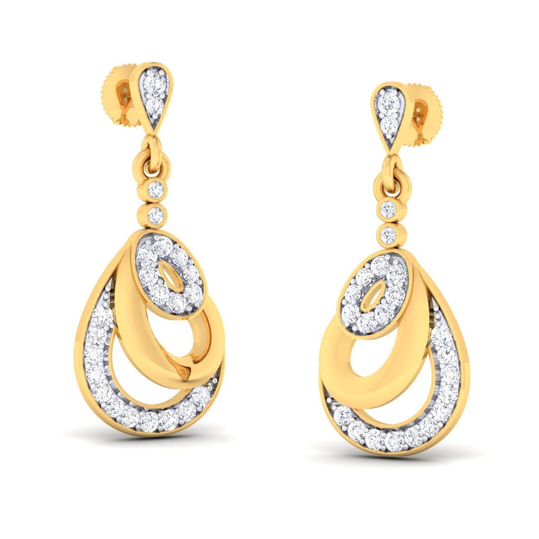 18K Gold Earring and 0.39 carat Diamonds