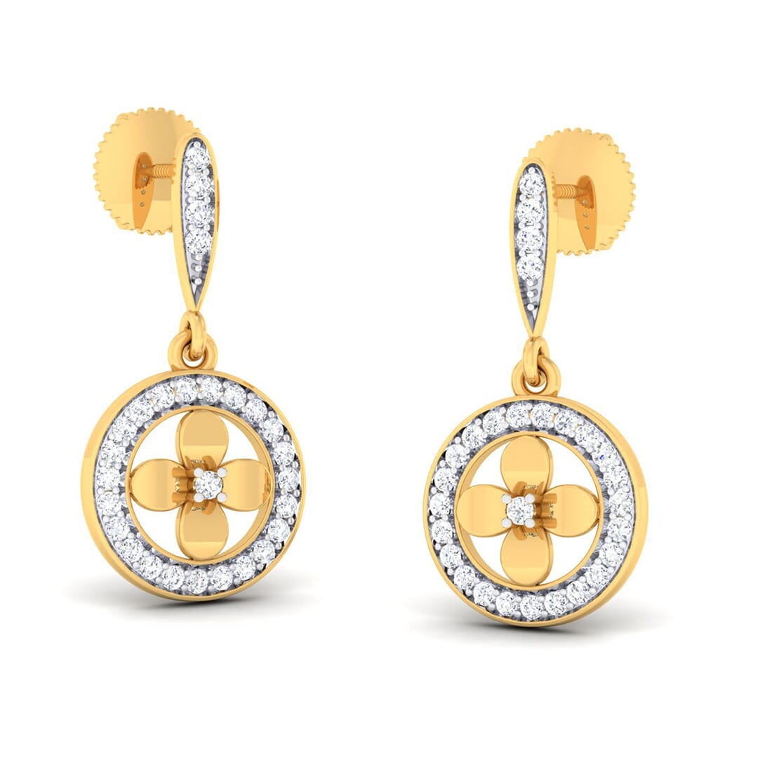 18K Gold Earring and 0.42 carat Diamonds