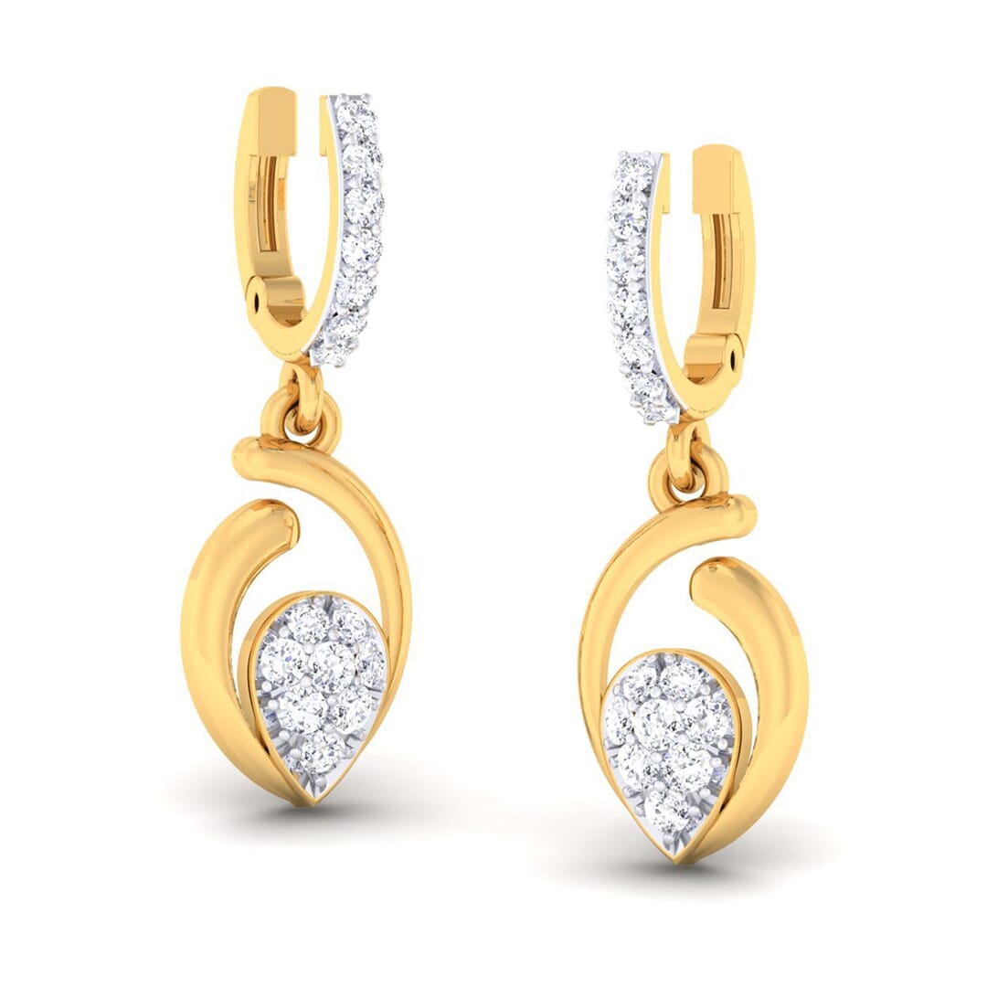 18K Gold Earring and 0.37 carat Diamonds 