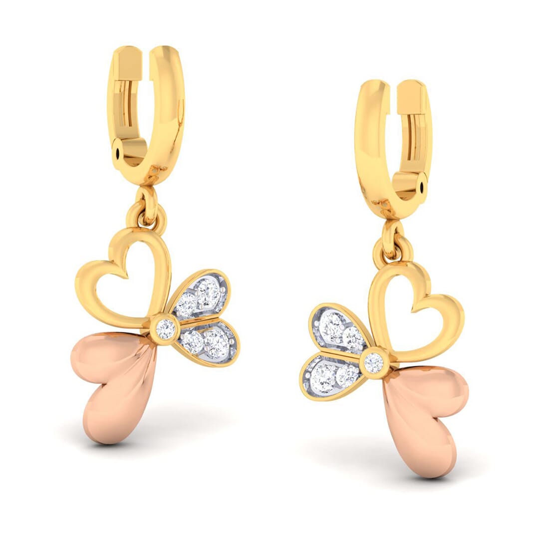 18K Gold Earring and 0.16 carat Diamonds