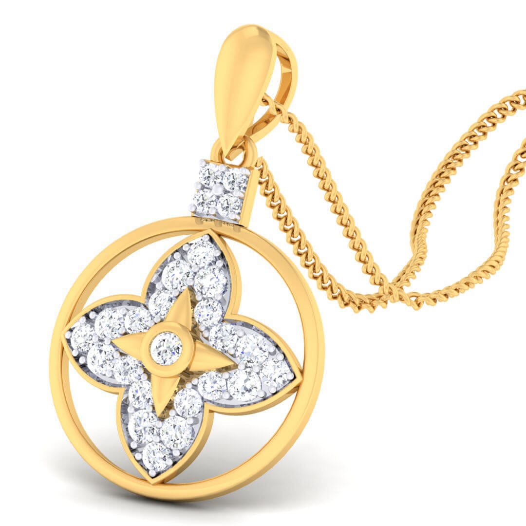 18K Gold Pendant and 0.35 carat Diamonds
