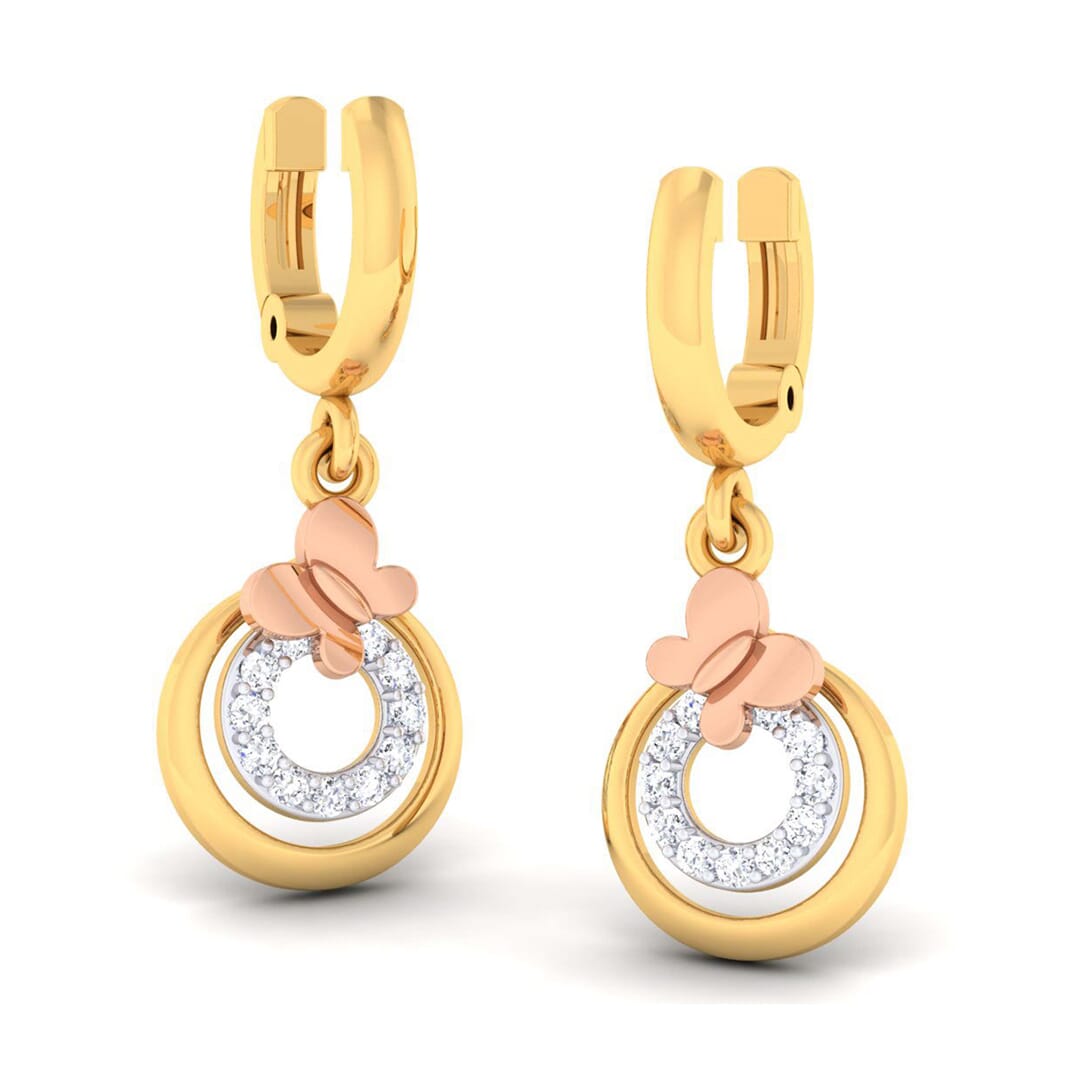 18K Gold Earring and 0.16 carat Diamonds