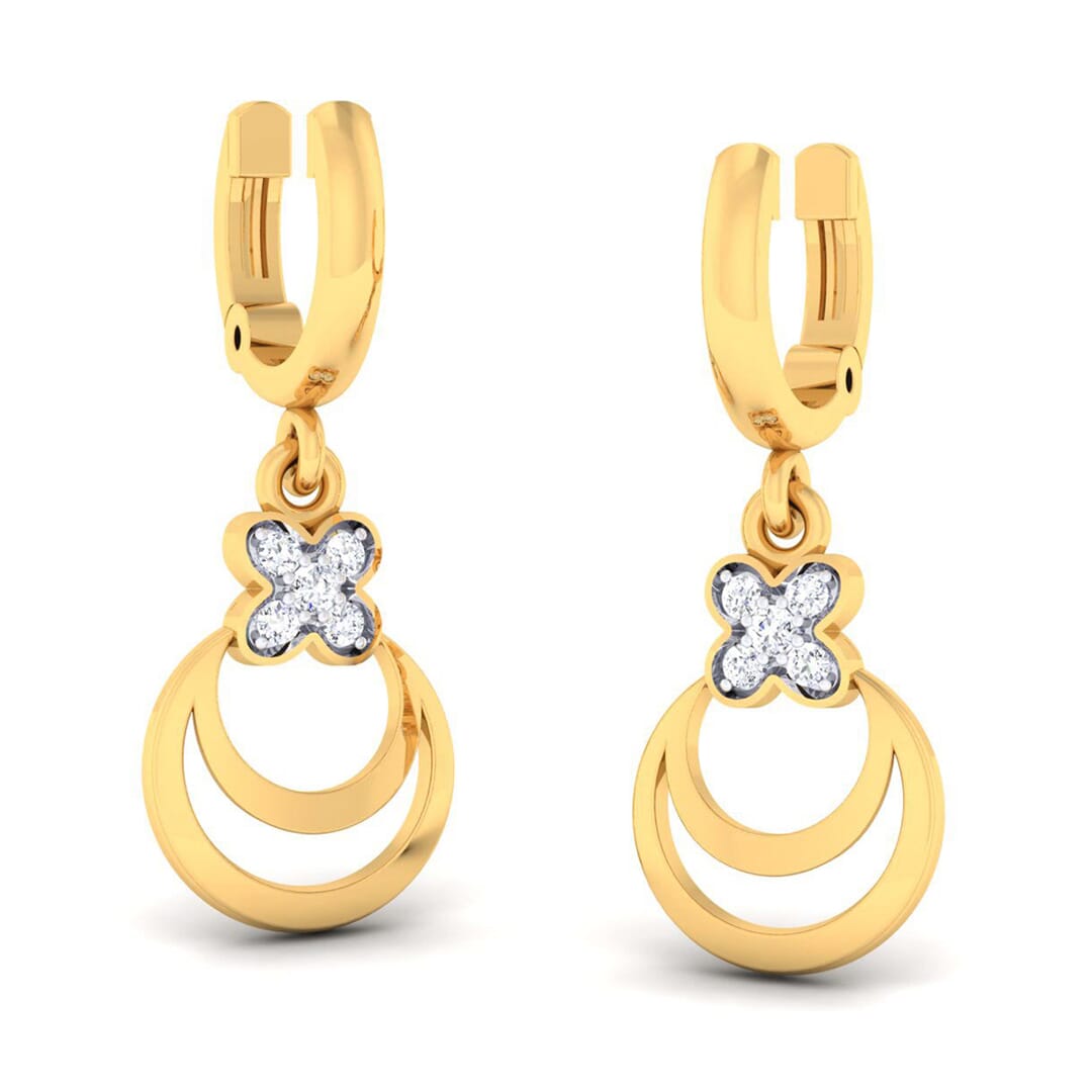 18K Gold Earring and 0.08 carat Diamonds