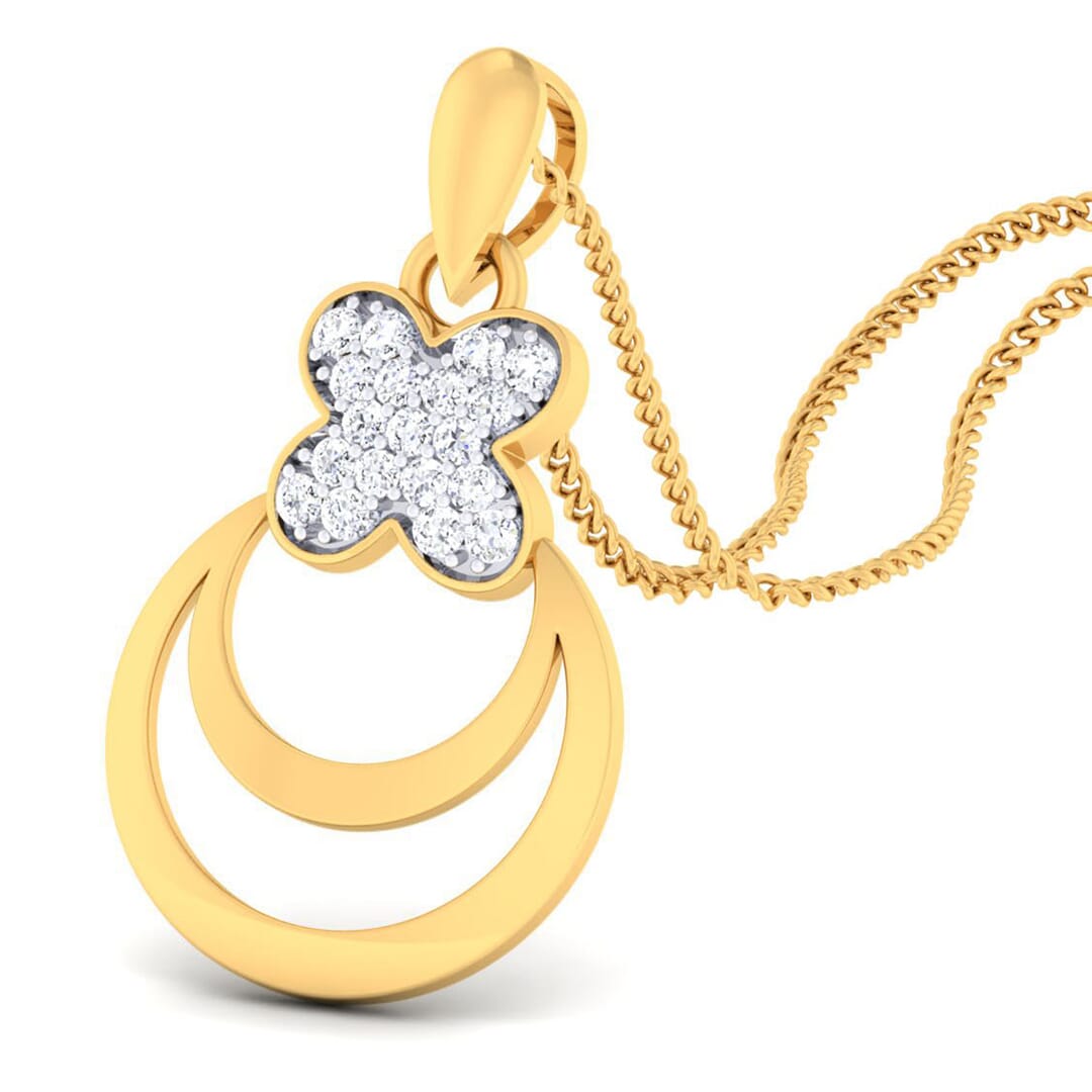 18K Gold Pendant and 0.16 carat Diamonds