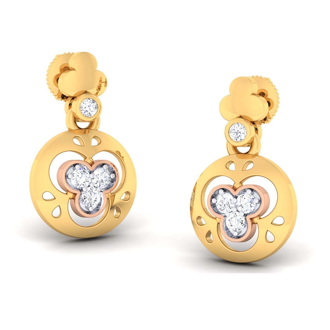 18K Gold Earring and 0.12 carat Diamonds