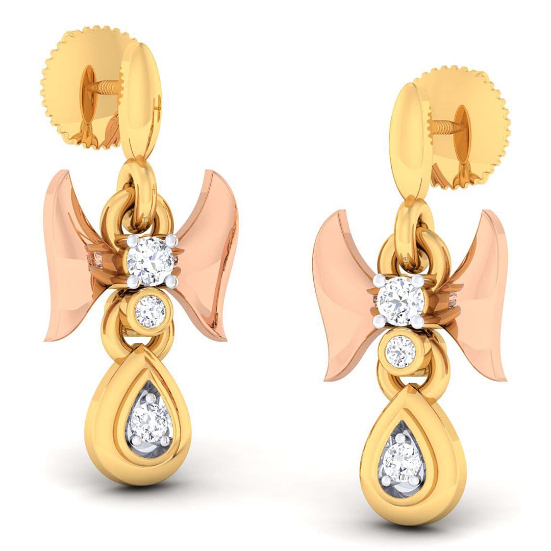 18K Gold Earring and 0.08 carat Diamonds