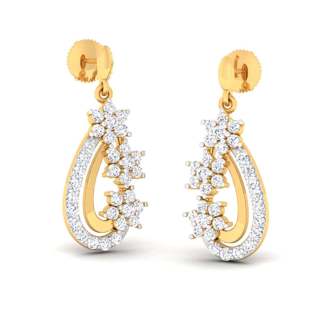 18K Gold Earring and 0.59 carat Diamonds