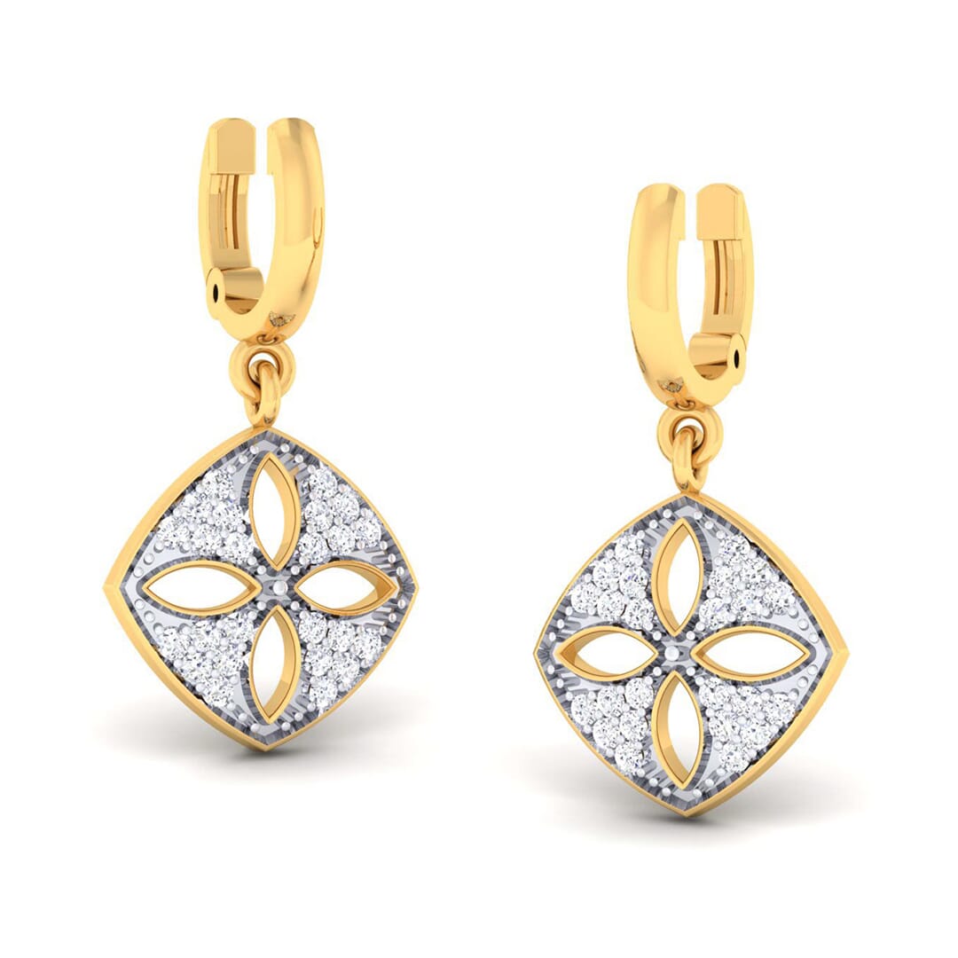 18K Gold Earring and 0.38 carat Diamond