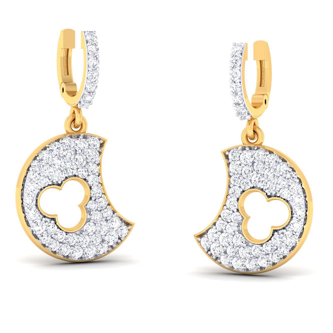 18K Gold Earring and 1.10 carat Diamonds