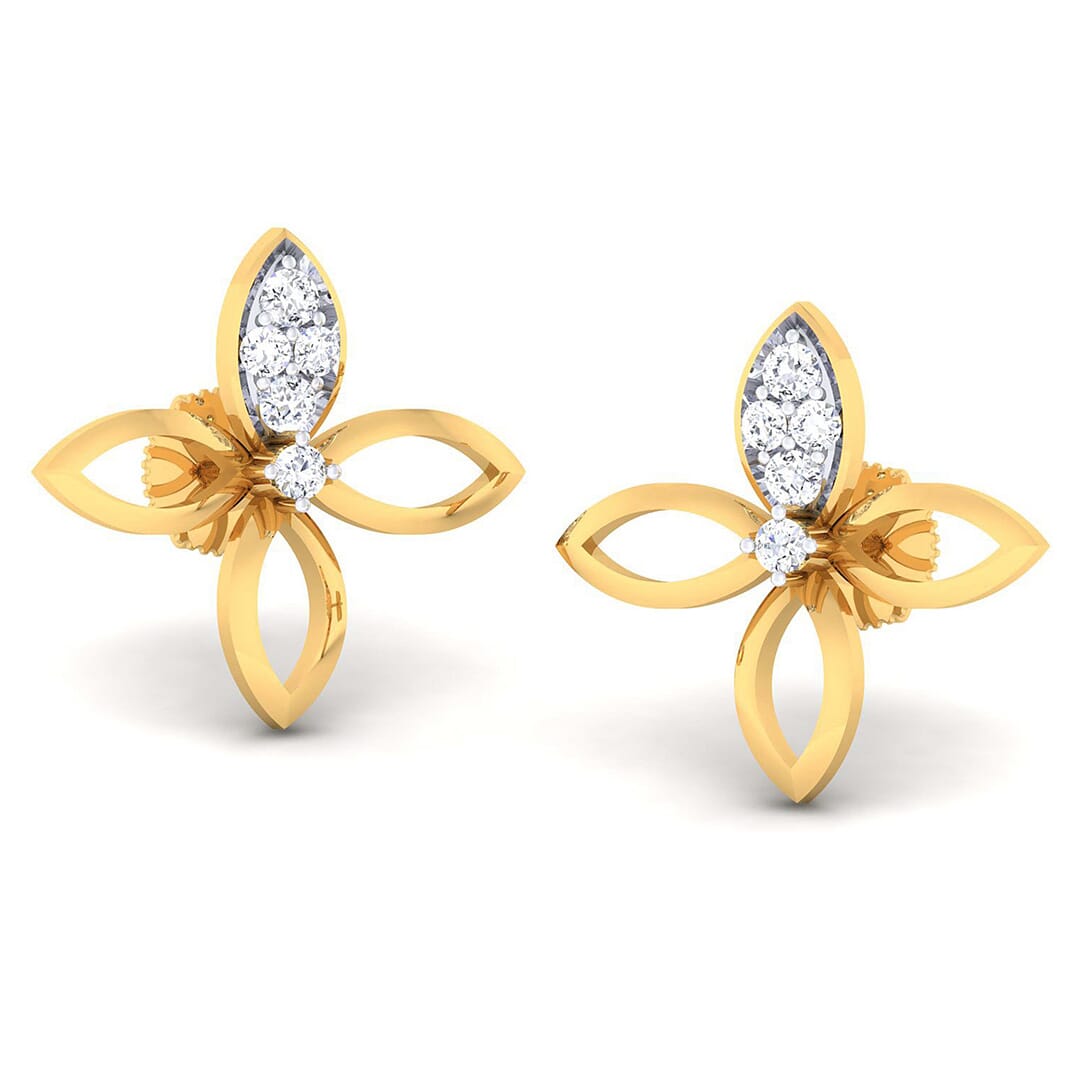 18K Gold Earring and 0.13 carat Diamonds