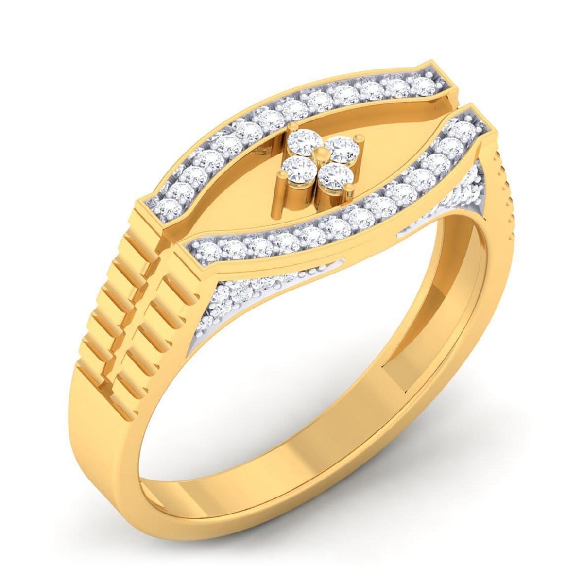 18K Gold and 0.34 Carat F Color VS Clarity Men's Diamond Ring