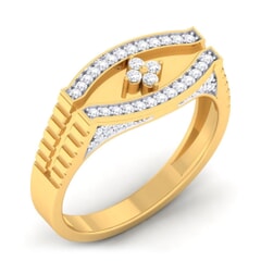 18K Gold and 0.34 Carat F Color VS Clarity Men's Diamond Ring