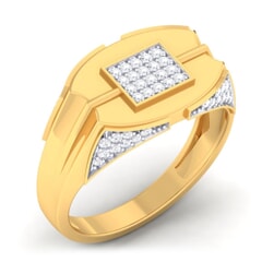 18K Gold and 0.33 Carat F Color VS Clarity Men's Diamond Ring