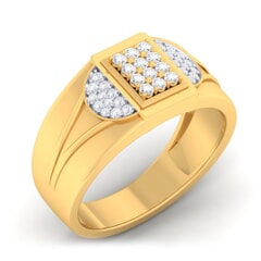 18K Gold and 0.36 Carat F Color VS Clarity Men's Diamond Ring