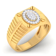 18K Gold and 0.18 Carat F Color VS Clarity Men's Diamond Ring