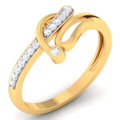 18K Gold and 0.13 Carat F Color and VS Clarity Diamond Asian Vogue Ring