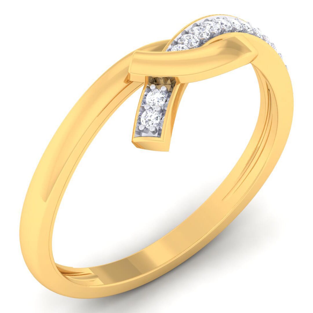 18K Gold and 0.09 Carat F Color and VS Clarity Diamond Asian Vogue Ring