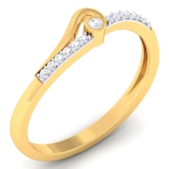 18K Gold and 0.10 Carat F Color and VS Clarity Diamond Asian Vogue Ring