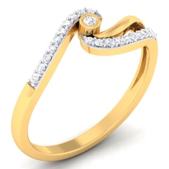 18K Gold and 0.16 Carat F Color and VS Clarity Diamond Asian Vogue Ring