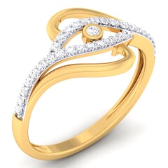 18K Gold and 0.25 Carat F Color and VS Clarity Diamond Asian Vogue Ring