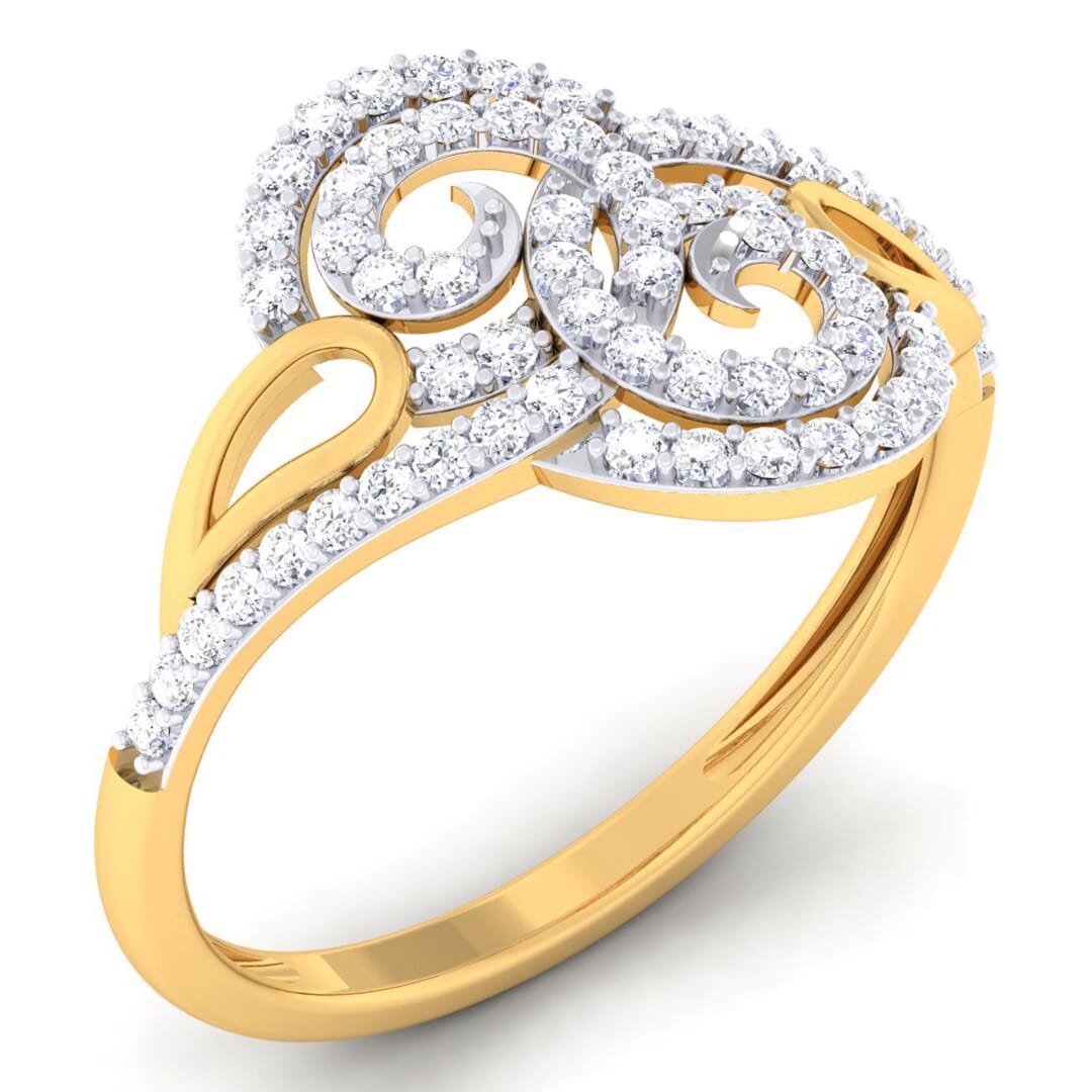 18K Gold and 0.32 Carat F Color and VS Clarity Diamond Asian Vogue Ring