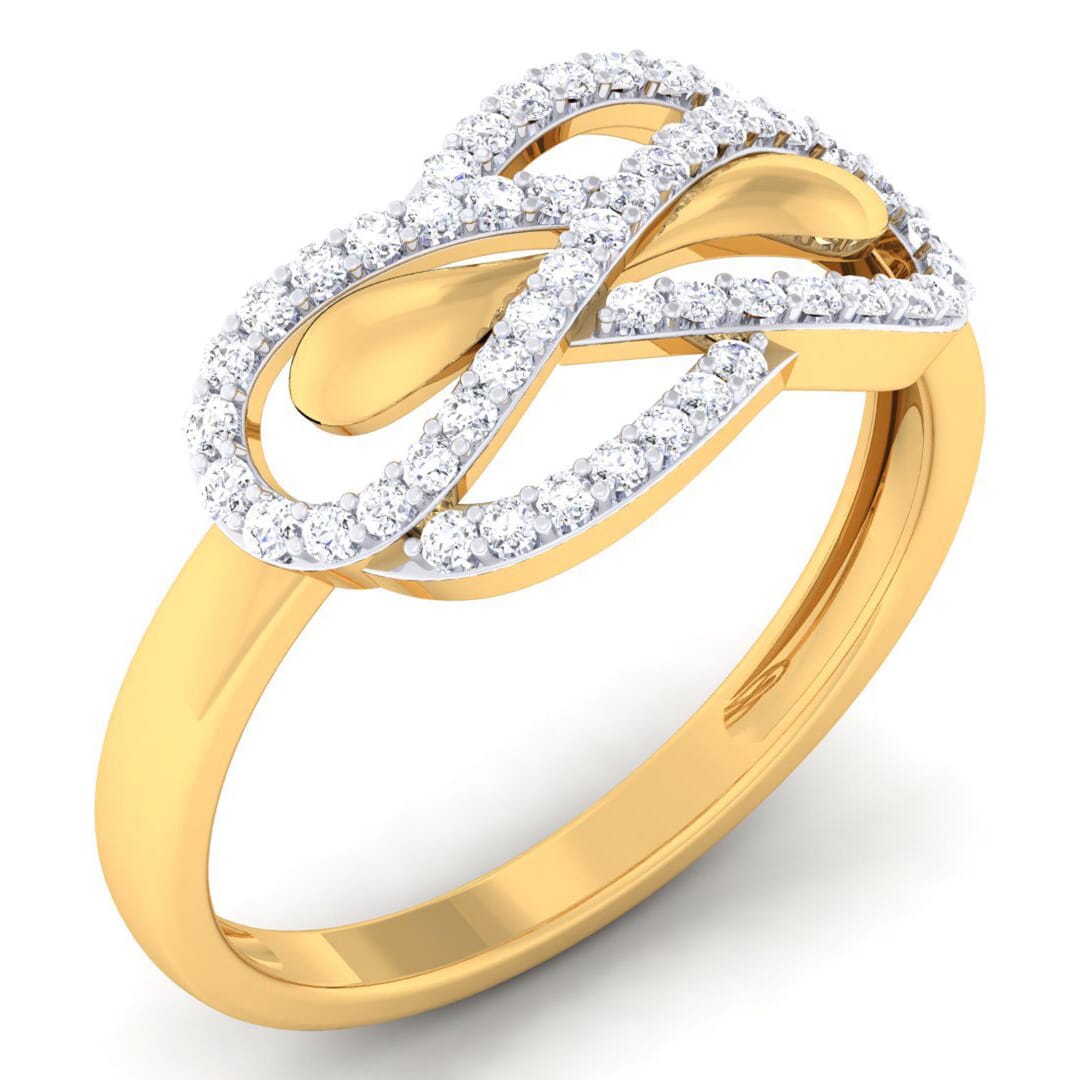 18K Gold and 0.30 Carat F Color and VS Clarity Diamond Asian Vogue Ring