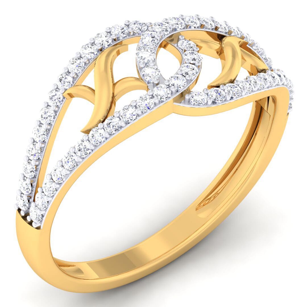 18K Gold and 0.34 Carat F Color and VS Clarity Diamond Asian Vogue Ring