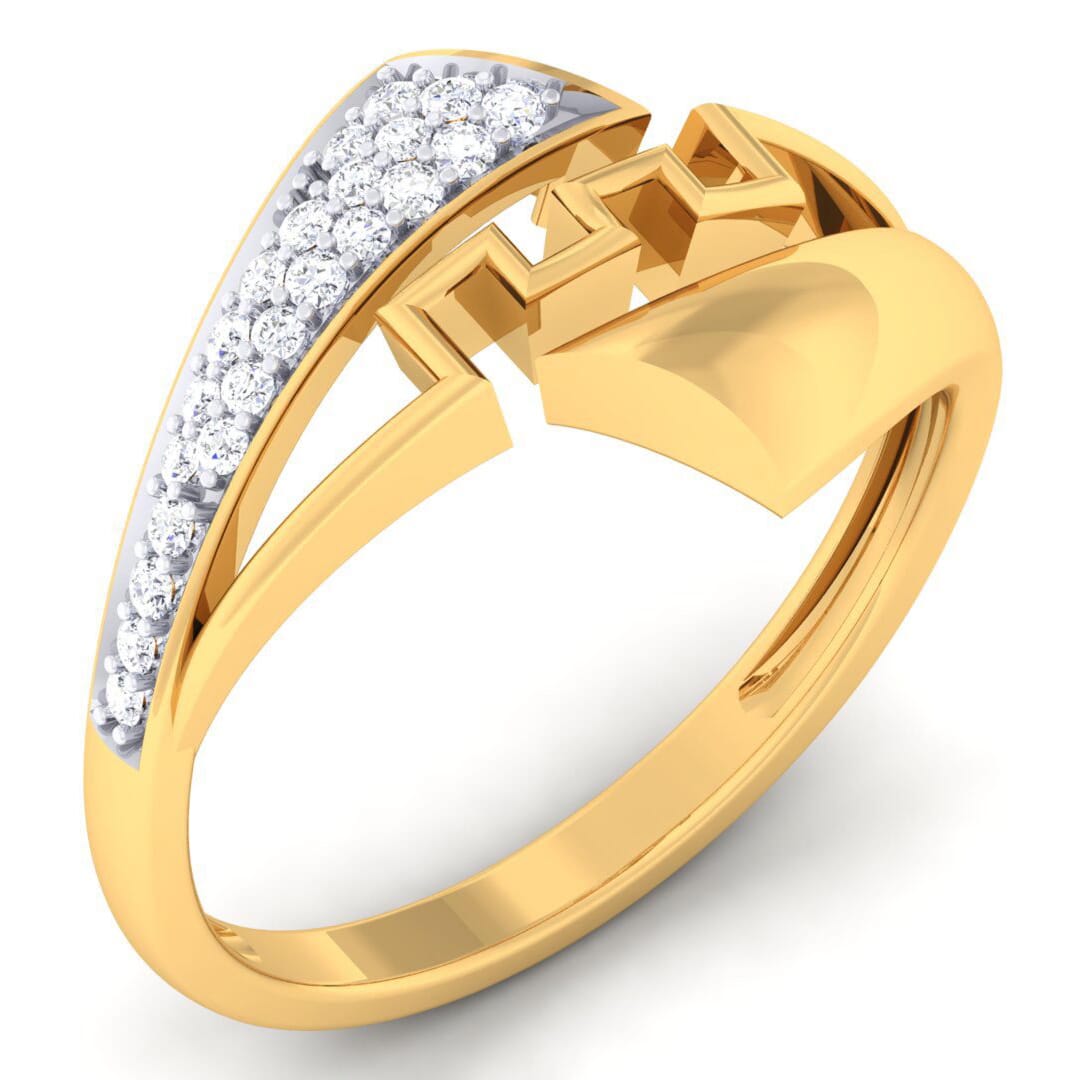 18K Gold and 0.15 Carat F Color and VS Clarity Diamond Fashion Ring