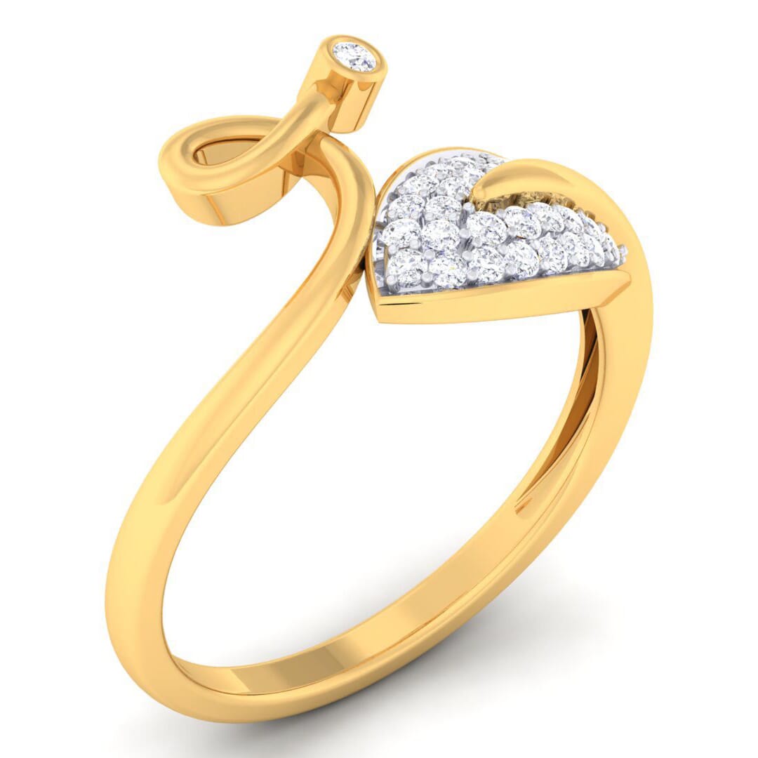 18K Gold and 0.17 Carat F Color and VS Clarity Diamond Asian Vogue Ring
