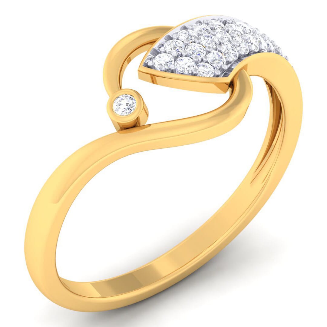 18K Gold and 0.18 Carat F Color and VS Clarity Diamond Asian Vogue Ring