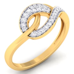 18K Gold and 0.22 Carat F Color and VS Clarity Diamond Asian Vogue Ring