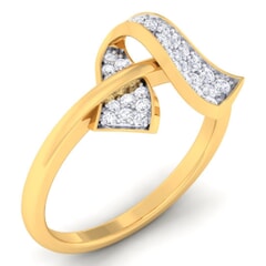 18K Gold and 0.20 Carat F Color and VS Clarity Diamond Asian Vogue Ring