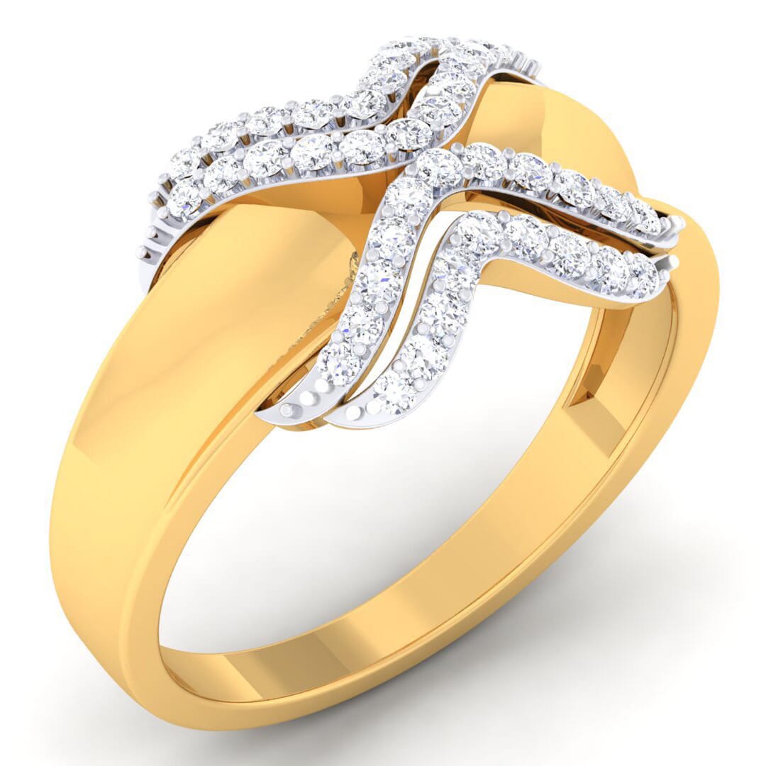 18K Gold and 0.27 Carat F Color and VS Clarity Diamond Asian Vogue Ring