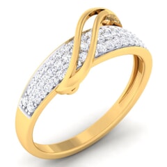 18K Gold and 0.34 Carat F Color and VS Clarity Diamond Asian Vogue Ring