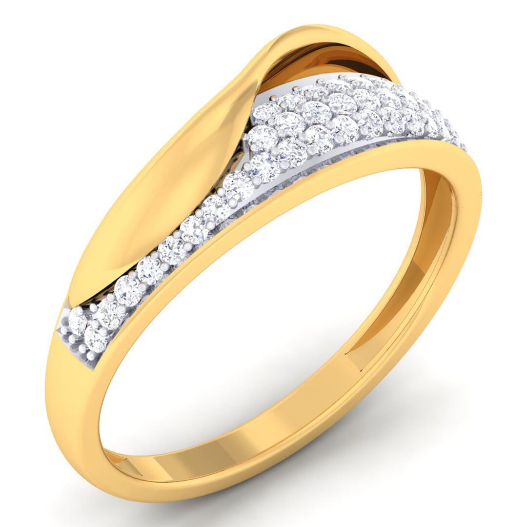 18K Gold and 0.28 Carat F Color and VS Clarity Diamond Asian Vogue Ring