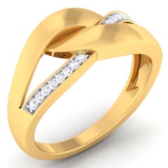 18K Gold and 0.10 Carat F Color and VS Clarity Diamond Asian Vogue Ring