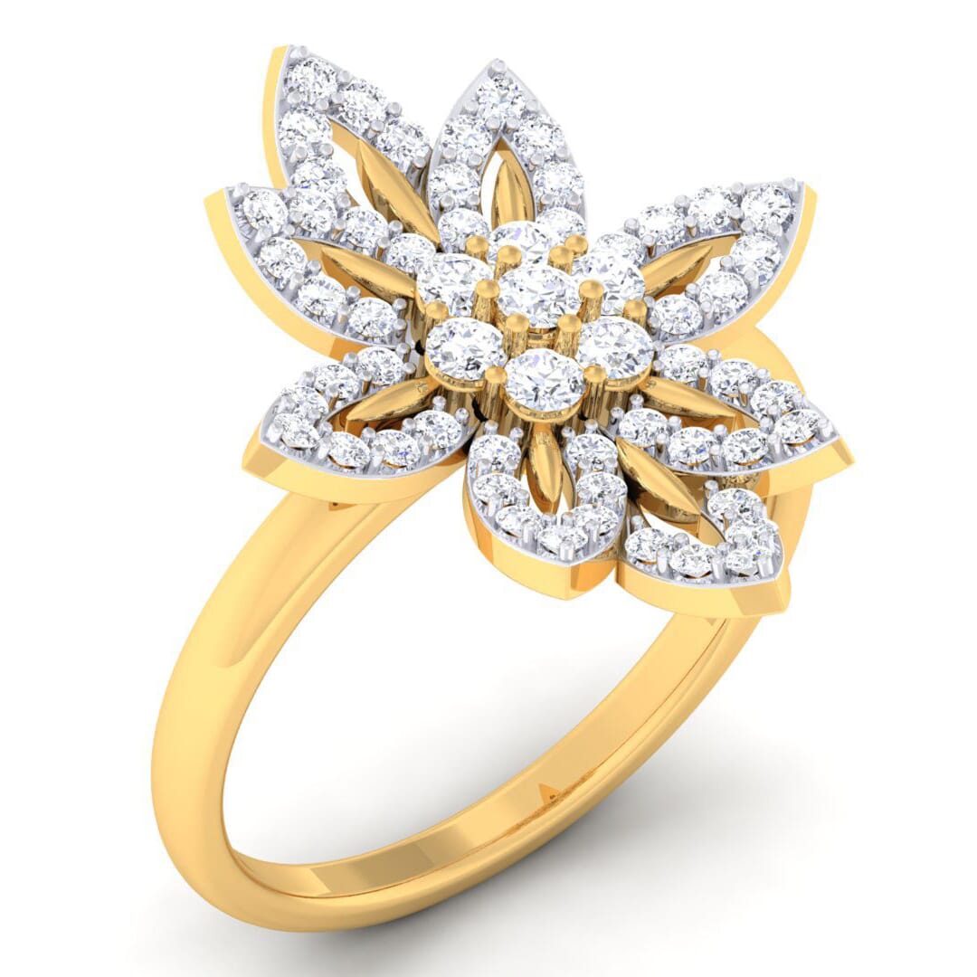 18K Gold and 0.67 Carat F Color and VS Clarity Diamond Asian Vogue Ring