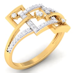 18K Gold and 0.29 Carat F Color and VS Clarity Diamond Asian Vogue Ring
