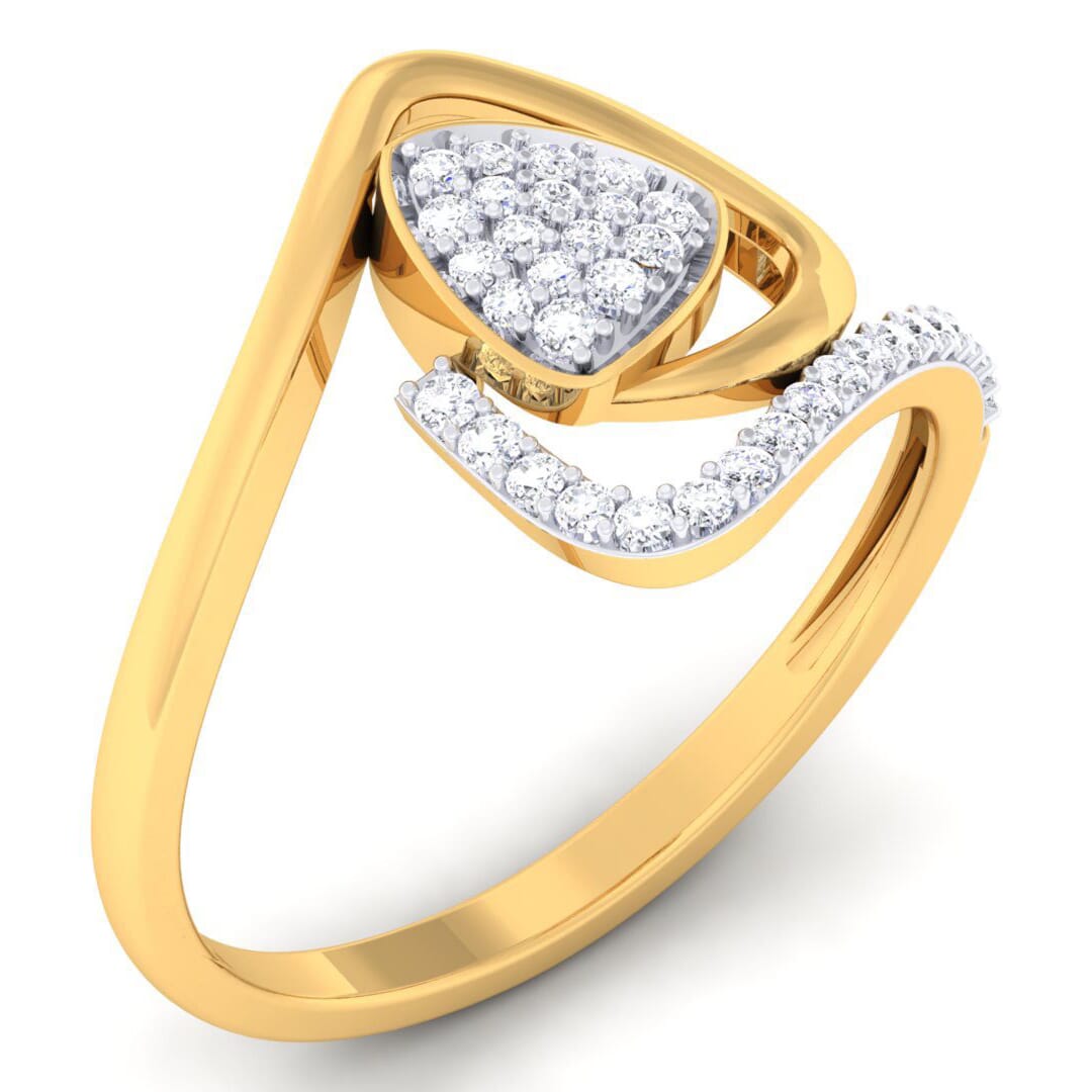18K Gold and 0.22 Carat F Color and VS Clarity Diamond Asian Vogue Ring