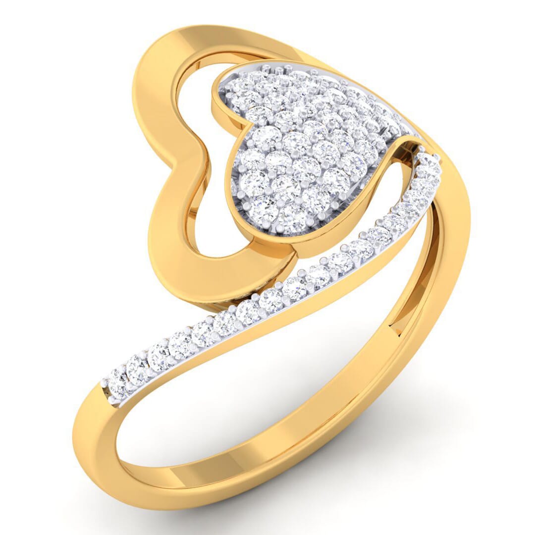 18K Gold and 0.37 Carat F Color and VS Clarity Diamond Asian Vogue Ring